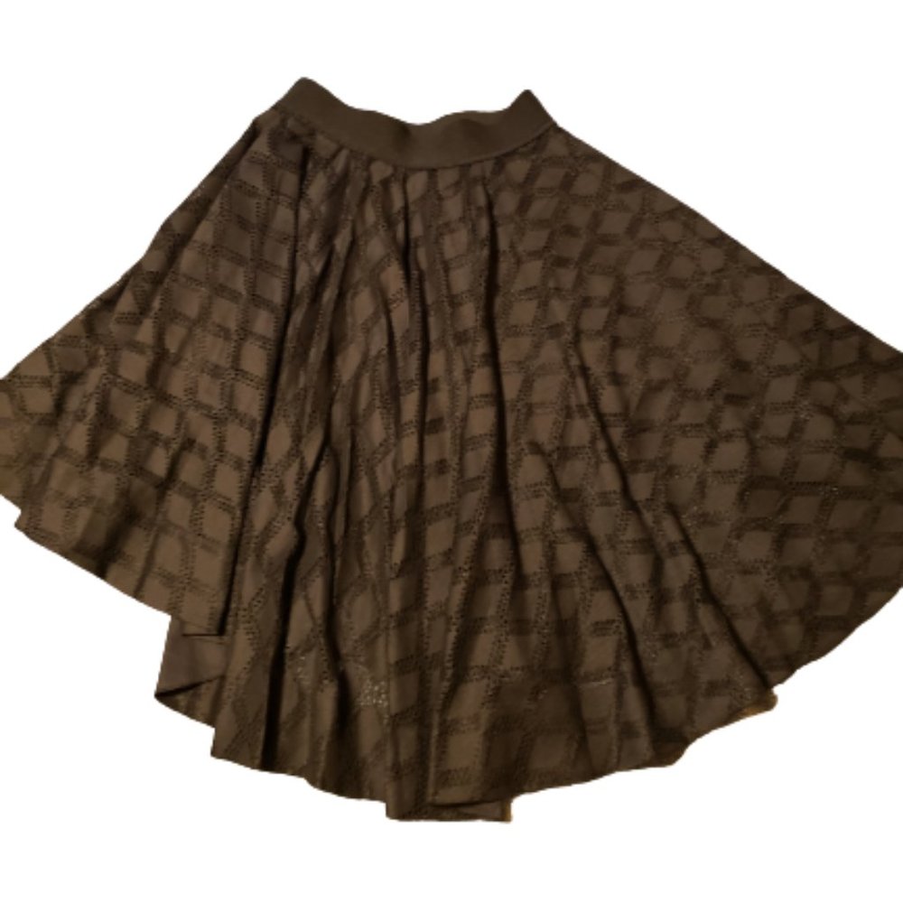 Sandro Paris Windowpane Smocked Midi Skirt Asymmetrical Lined Stretch Skirt - Picture 6 of 11